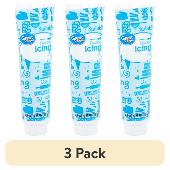 (3 pack) Great Value Blue Decorating Icing, 4.25 oz