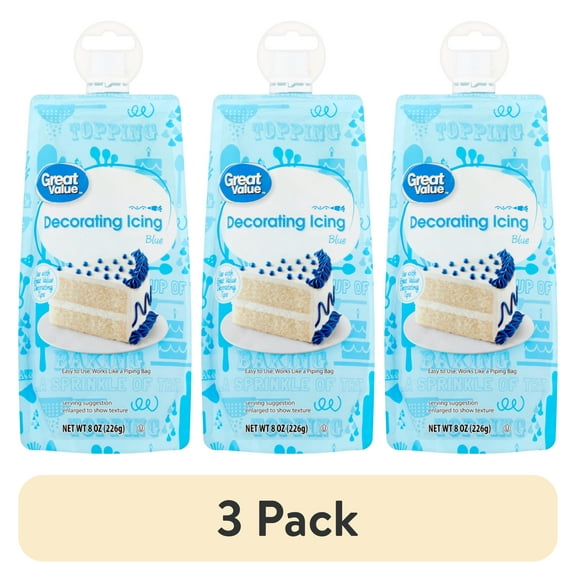 (3 pack) Great Value Blue Decorating Icing, 8 oz