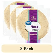 (3 pack) Great Value Burrito Flour Tortillas, 20 oz, 8 Count