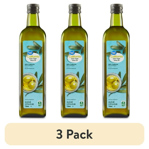 (3 pack) Great Value California Extra Virgin Olive Oil, 25.4 fl oz