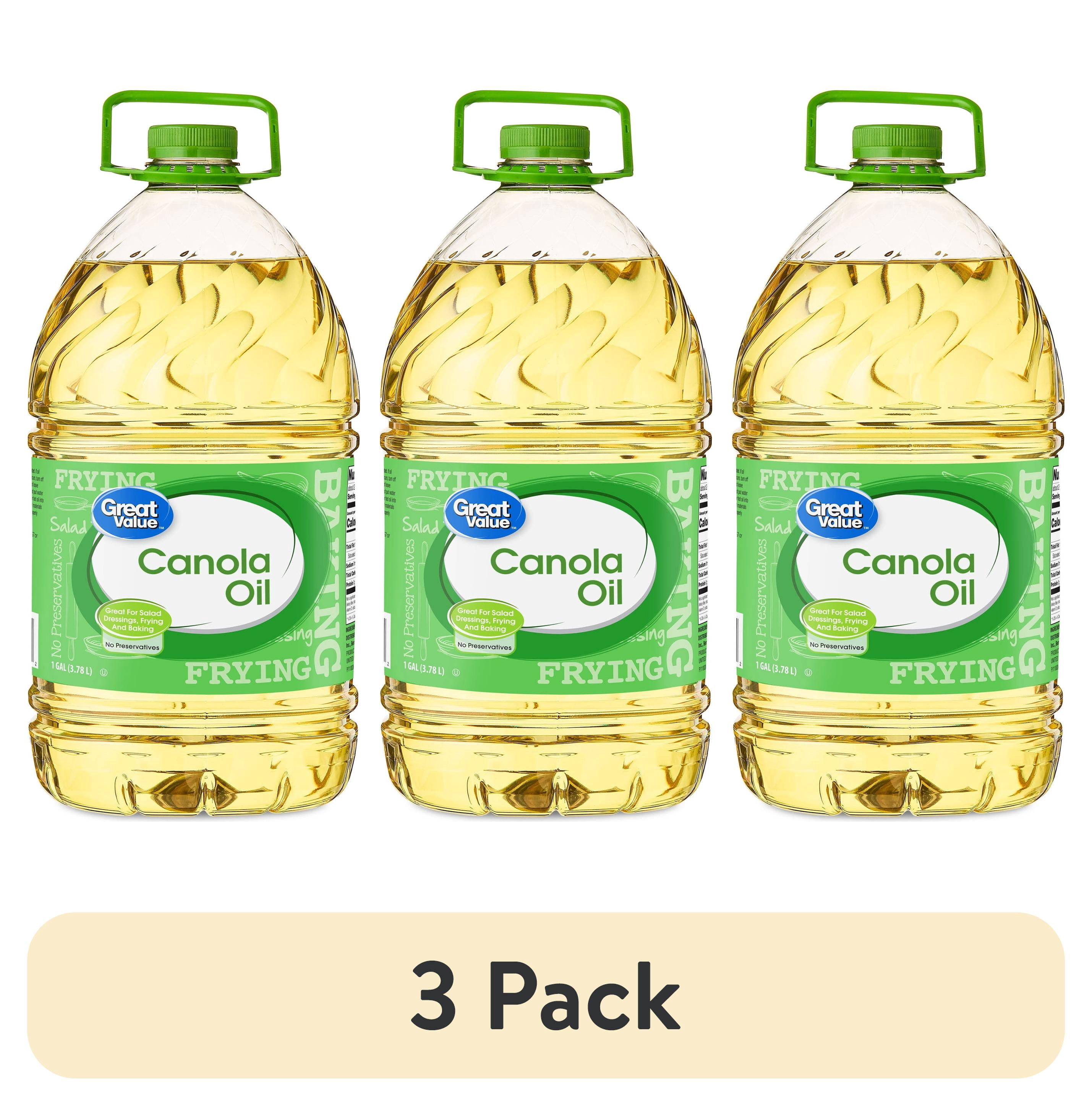 (3 pack) Great Value Canola Oil, Heart Healthy, High Smoke Point, 1 Gallon Bottle