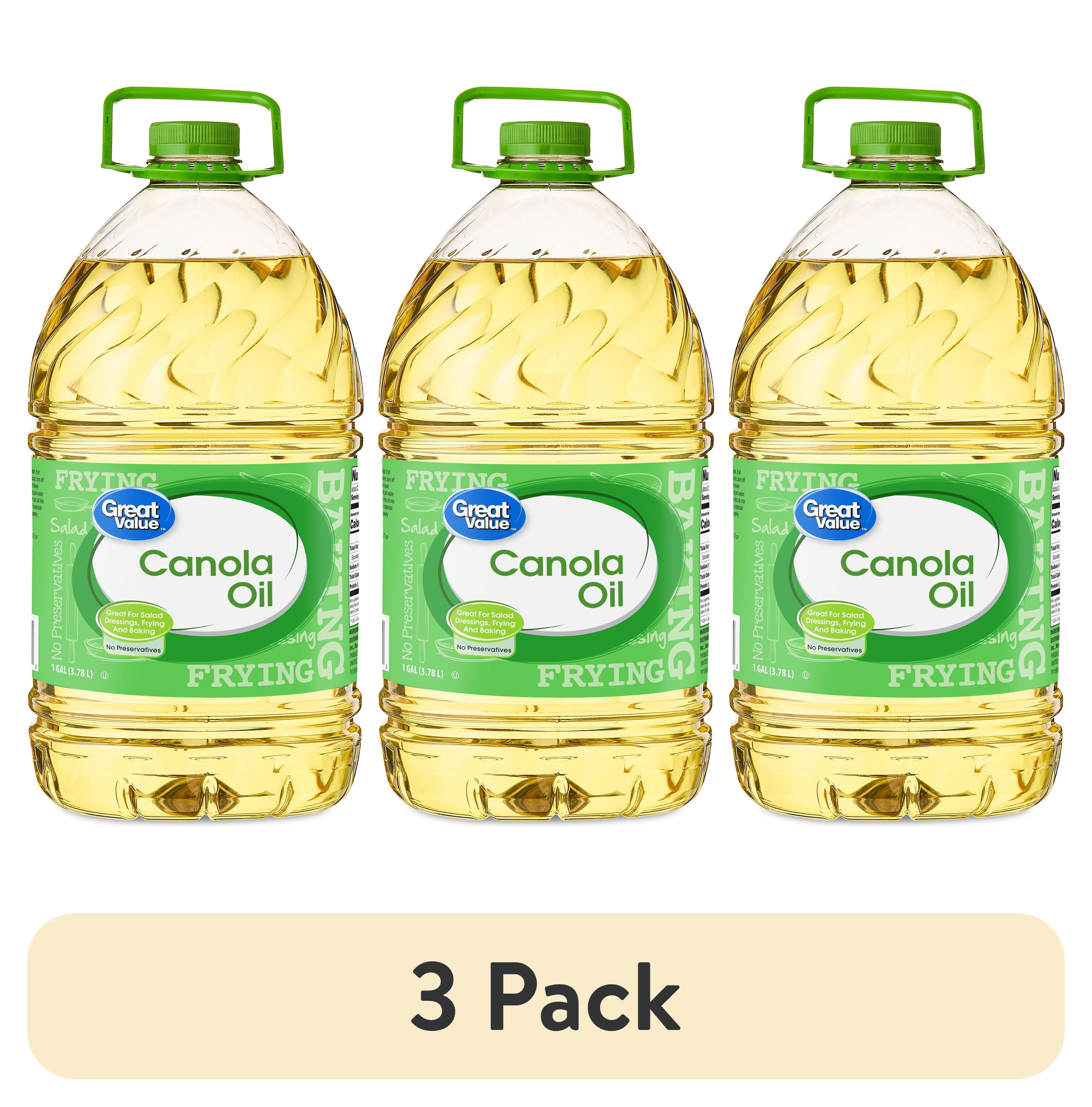 (3 pack) Great Value Canola Oil, Heart Healthy, High Smoke Point, 1