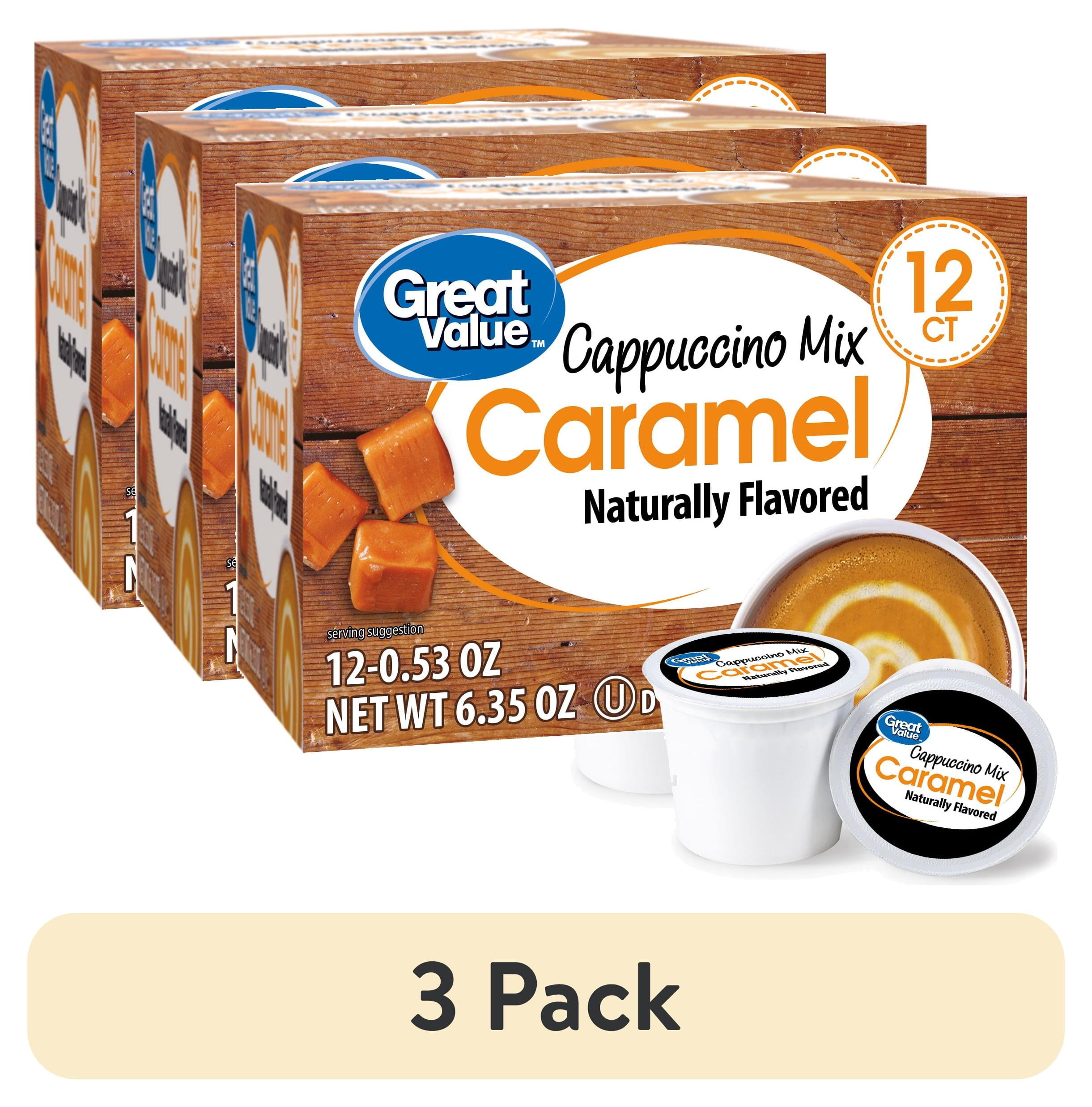 (3 pack) Great Value Caramel Cappuccino Mix Medium Roast Coffee Pods, 12 Count