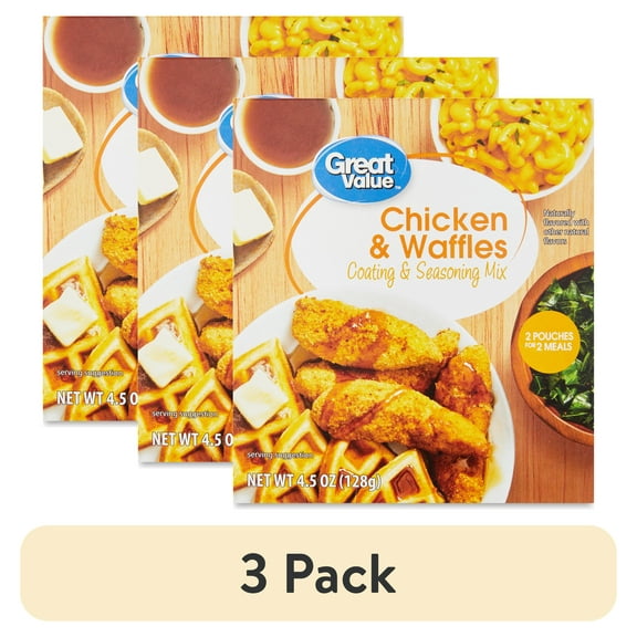 (3 pack) Great Value Chicken & Waffles Coating & Seasoning Mix, 4.5 oz