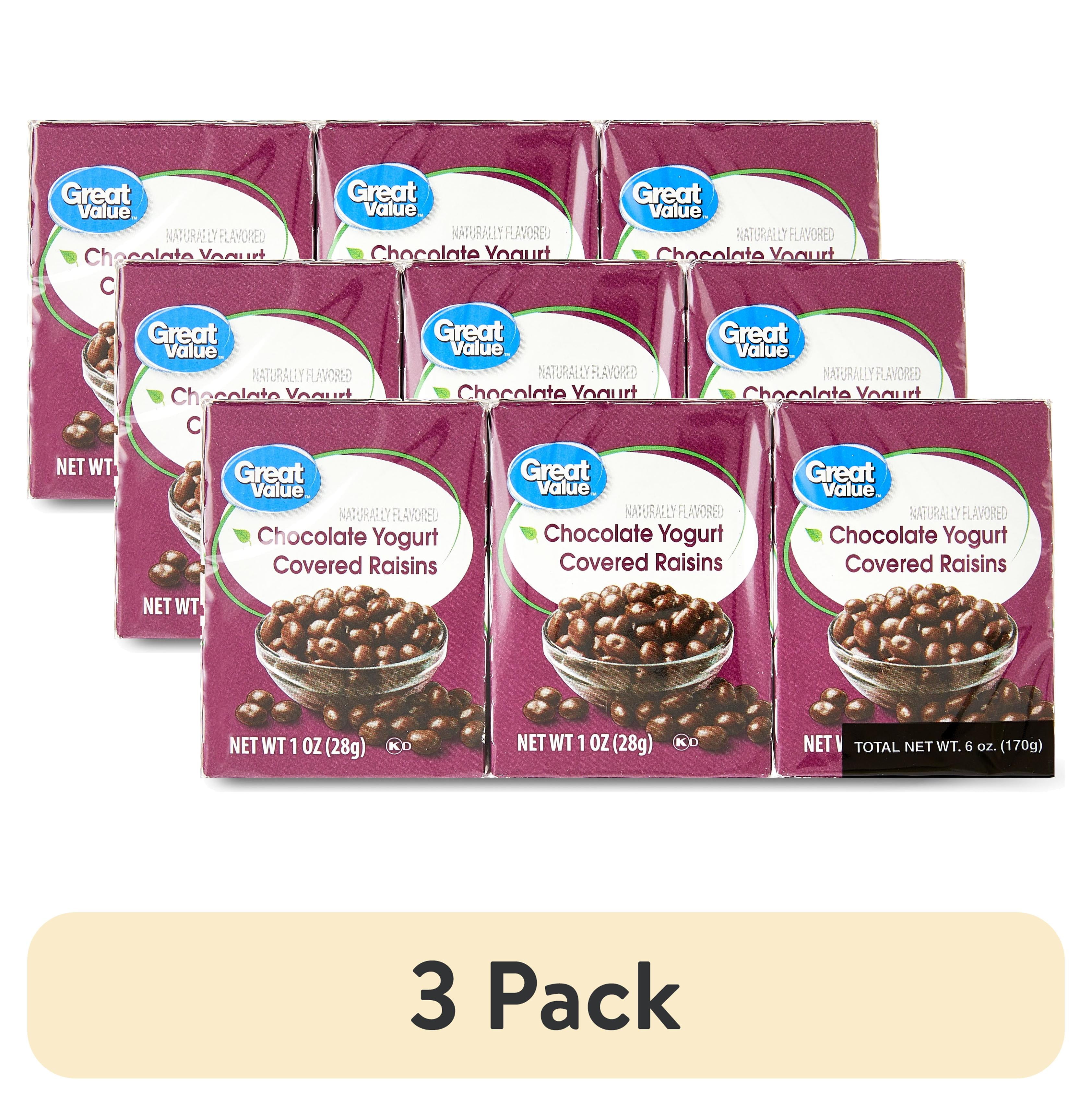 (3 pack) Great Value Chocolate Flavored Cocoa Yogurt Raisins, 1 oz, 6 Count
