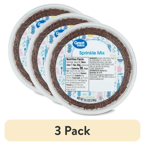 (3 pack) Great Value Chocolate Sprinkles, 10.5 oz