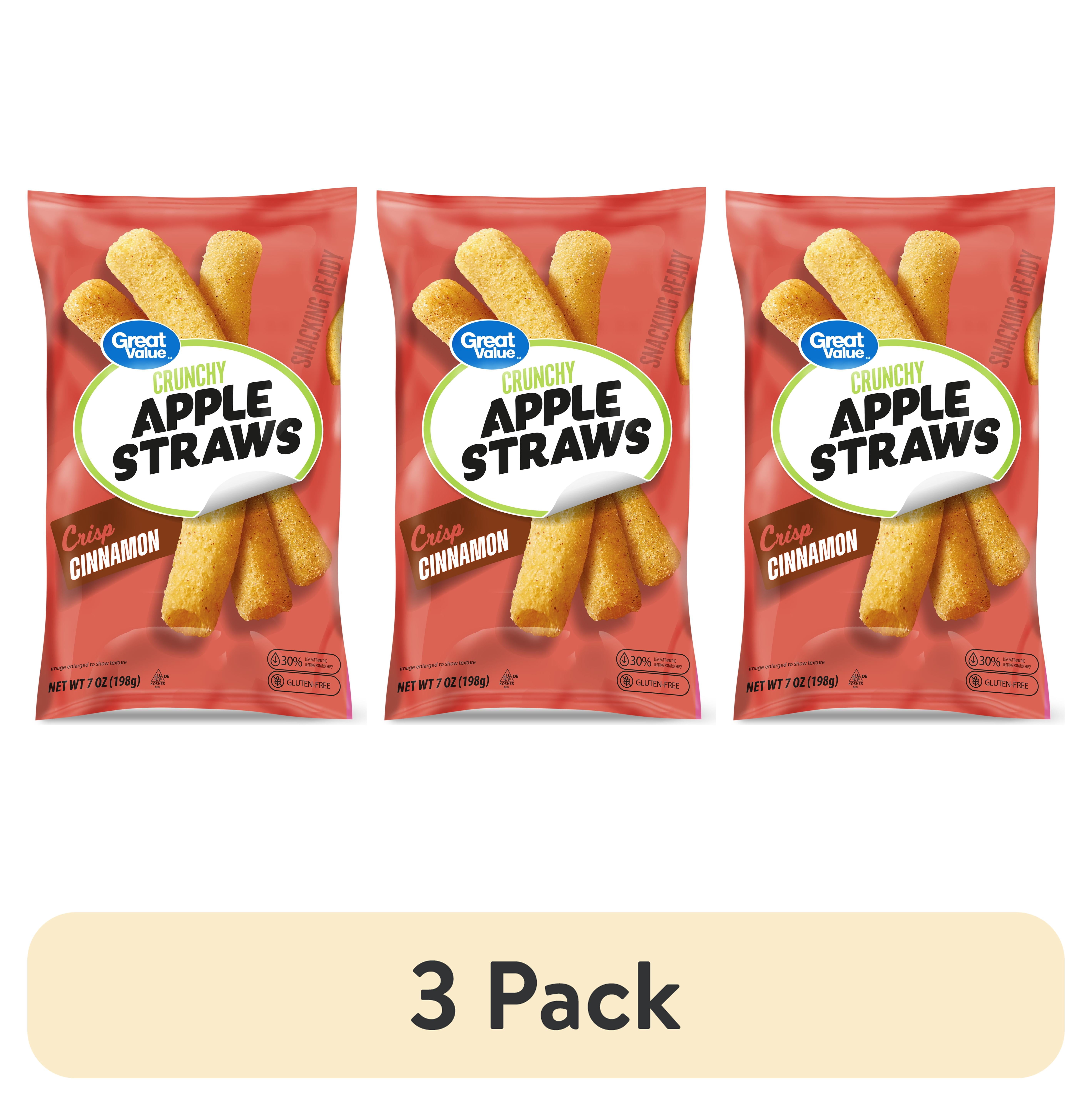 (3 pack) Great Value Cinnamon Apple Straws, 7 oz Bag