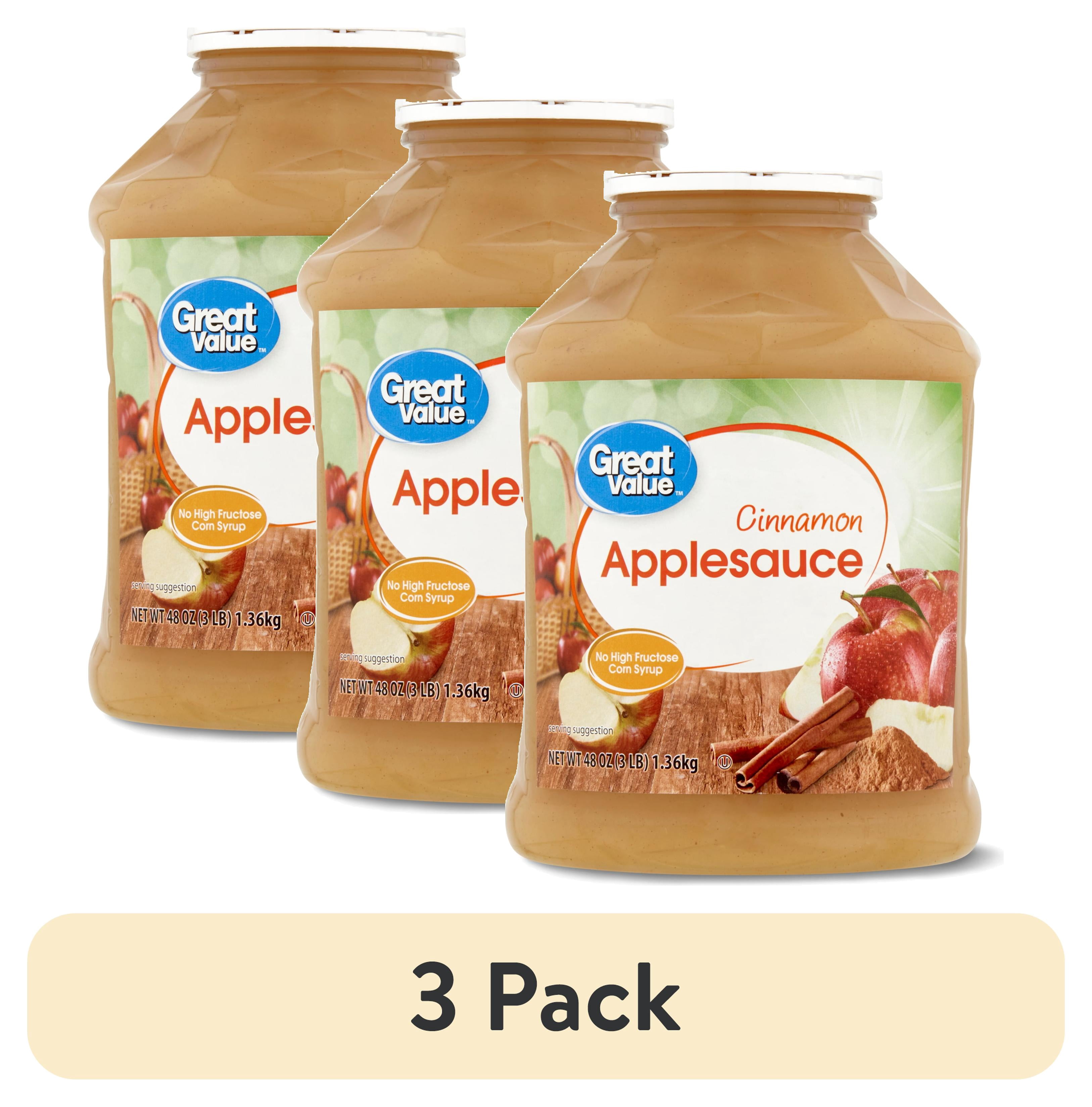(3 pack) Great Value Cinnamon Applesauce, 48 oz Jar