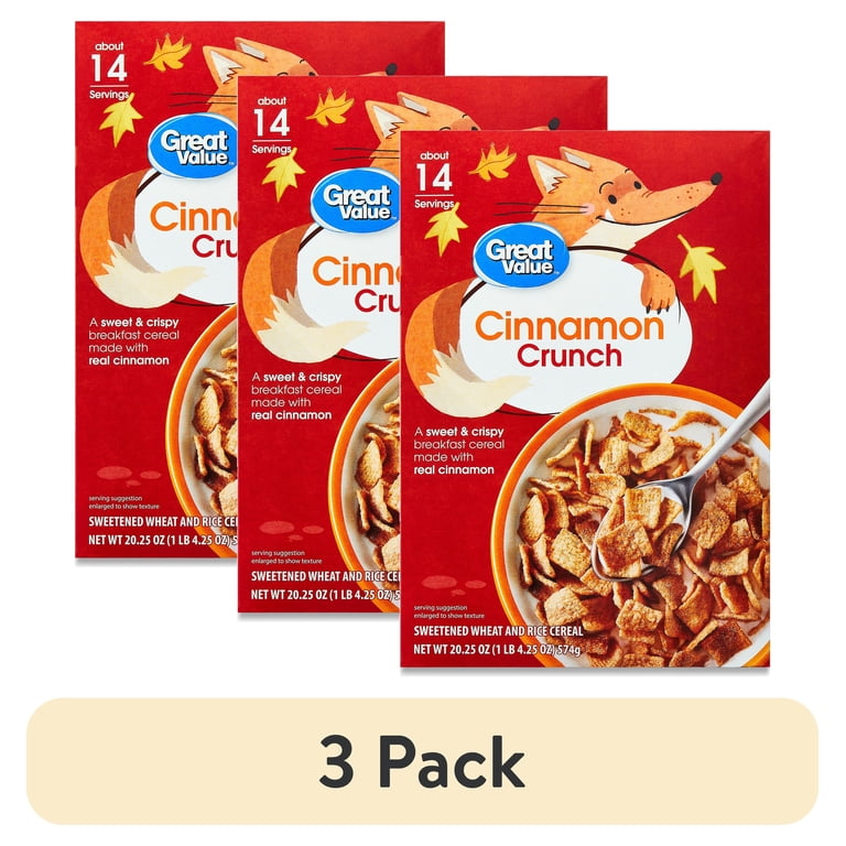 3 pack) Great Value Cinnamon Crunch Breakfast Cereal, 20.25 oz