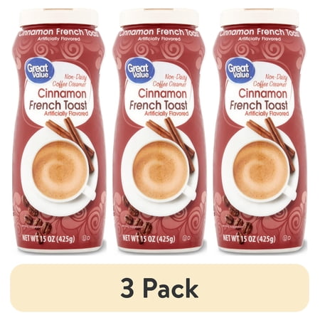 (3 pack) Great Value Cinnamon French Toast Non-Dairy Coffee Creamer, 15 oz
