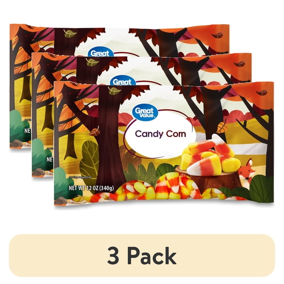 (3 pack) Great Value Classic Candy Corn 12 oz Bag With Real Honey