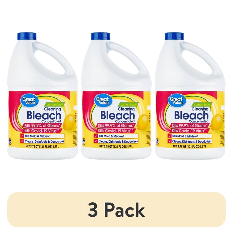 3 pack) Great Value Cleaning Bleach, Lemon Scent, 121 fl oz