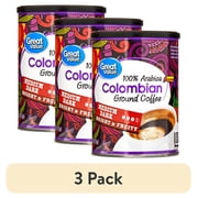 (3 pack) Great Value Colombian Roast Ground Naturally Caffeinated Coffee, 9.6 oz Canister