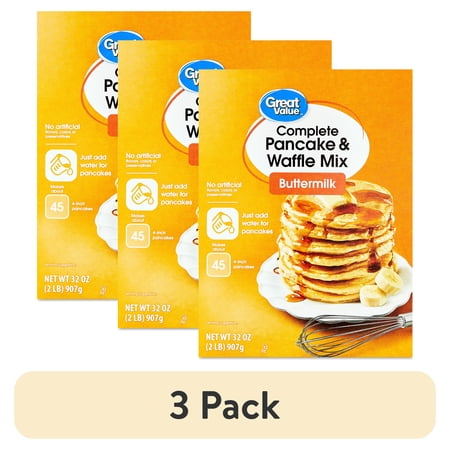 (3 pack) Great Value Complete Pancake & Waffle Mix, Buttermilk, 32 oz