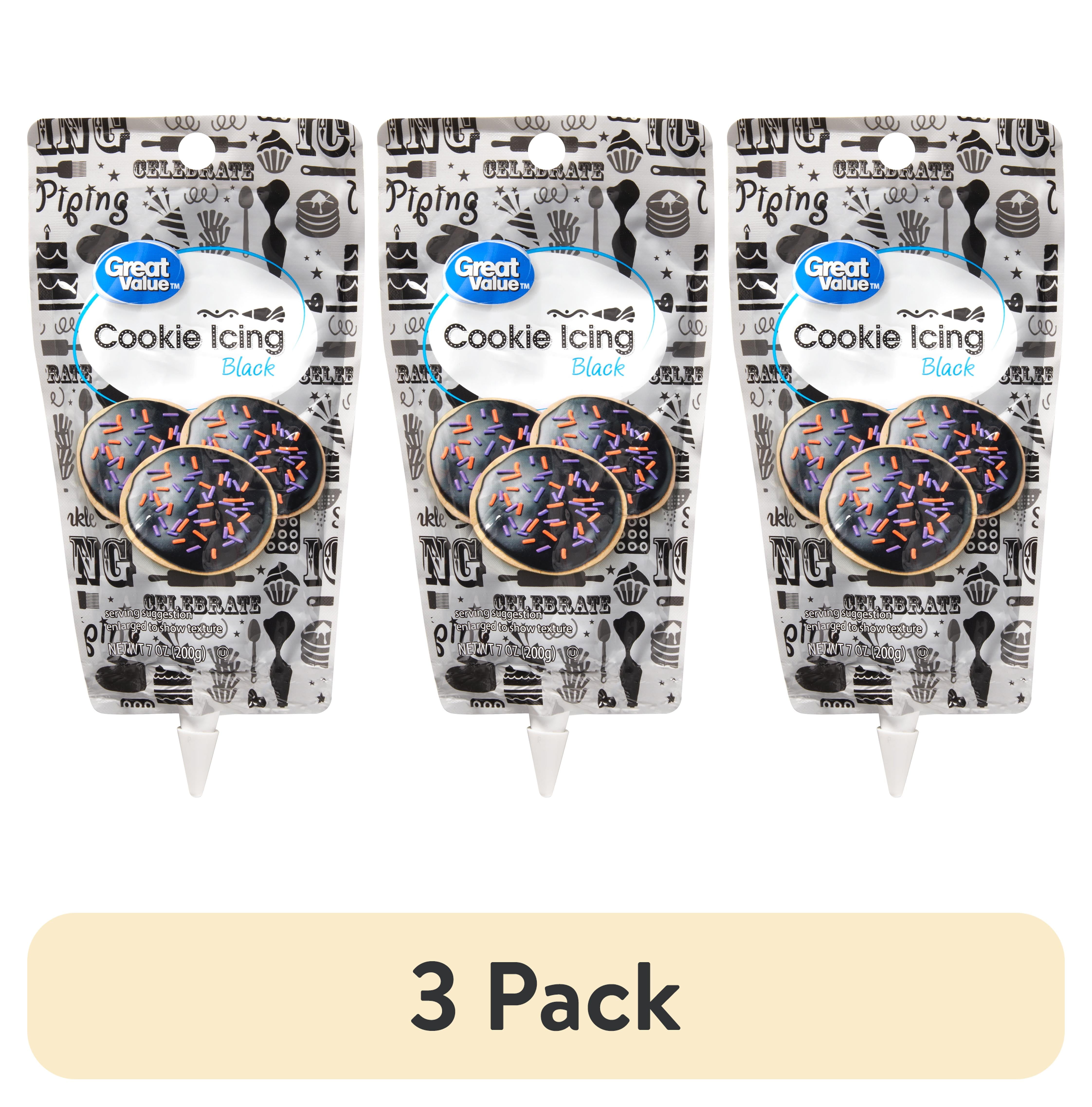 (3 pack) Great Value Halloween Cookie Icing, Black, 7 oz