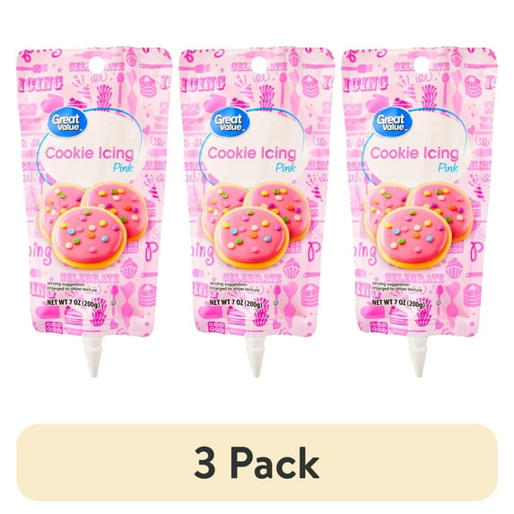 (3 pack) Great Value Cookie Icing, Pink, 7 oz