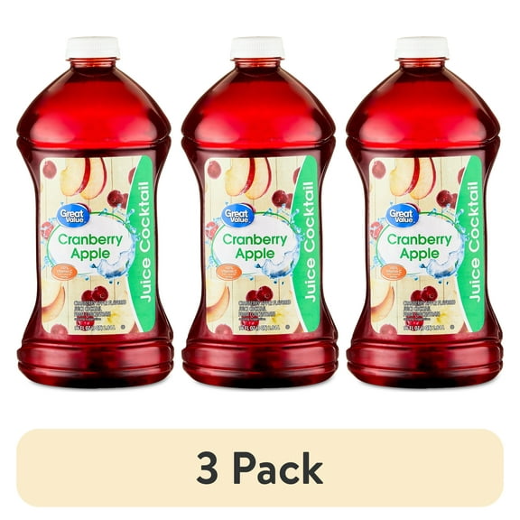 (3 pack) Great Value Cranberry Apple Juice Cocktail, 96 fl oz