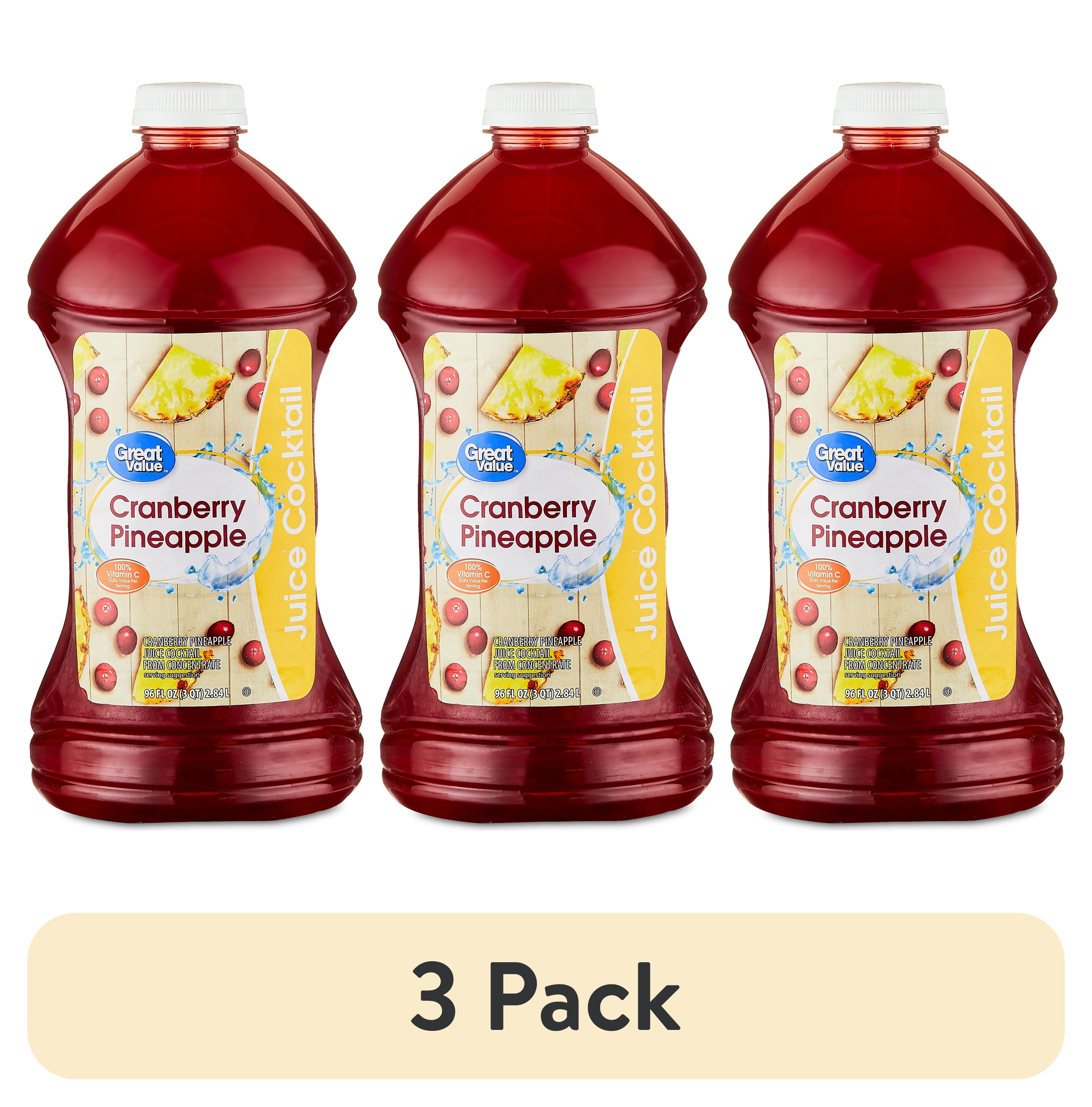 (3 pack) Great Value Cranberry Pineapple Juice Cocktail, 96 fl oz