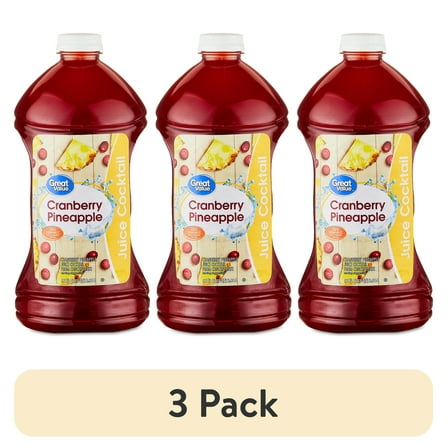 (3 pack) Great Value Cranberry Pineapple Juice Cocktail, 96 fl oz