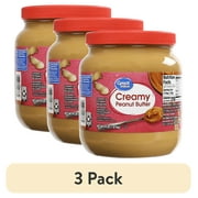 (3 pack) Great Value Creamy Peanut Butter, Spread, 64 oz
