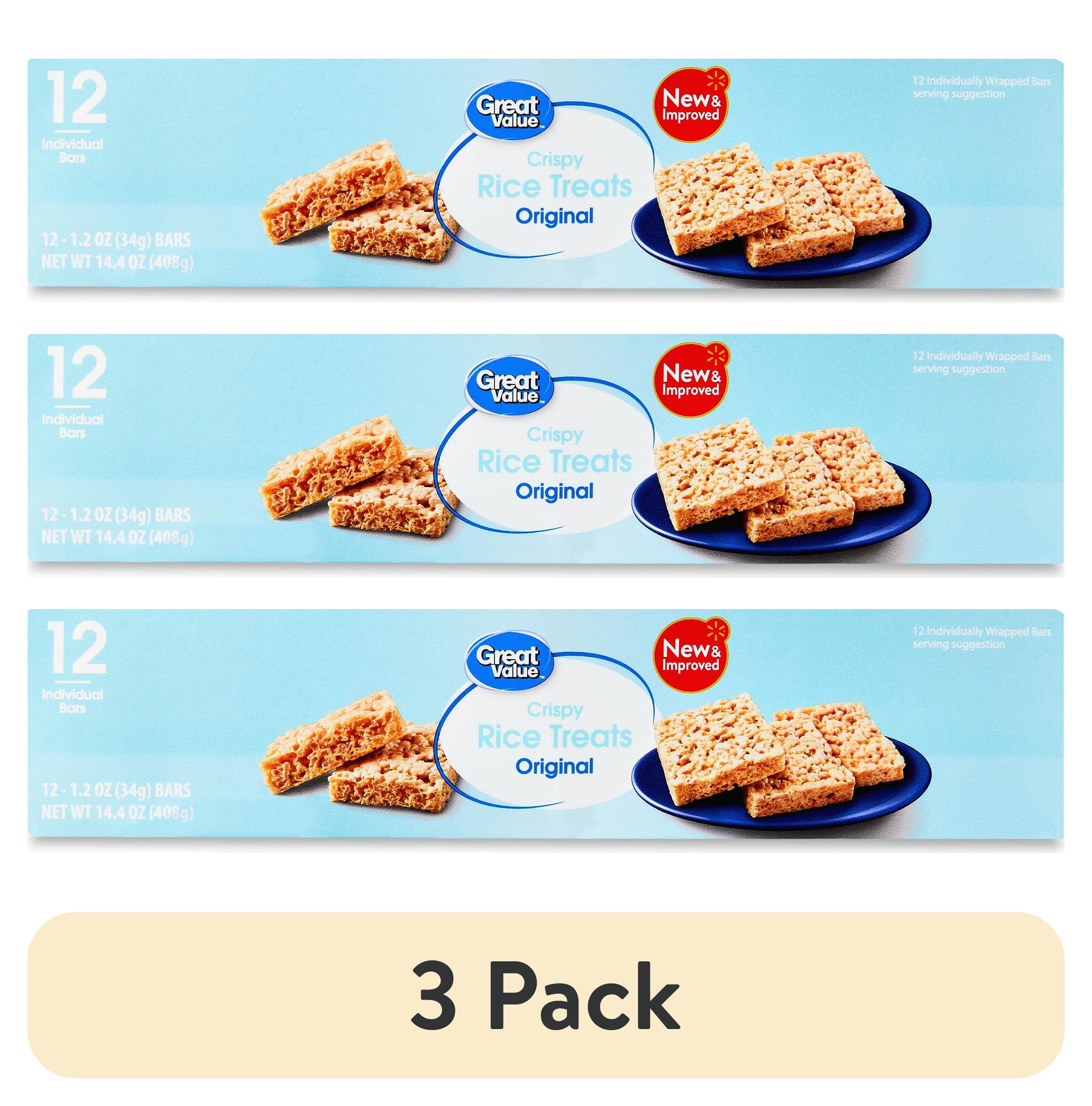 (3 pack) Great Value Crispy Rice Treats, 14.4 oz, 12 Count
