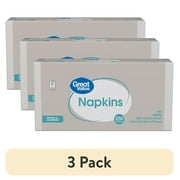 3 pack Great Value Disposable Paper Napkins, White, 12 in x 12 in, 250 Count