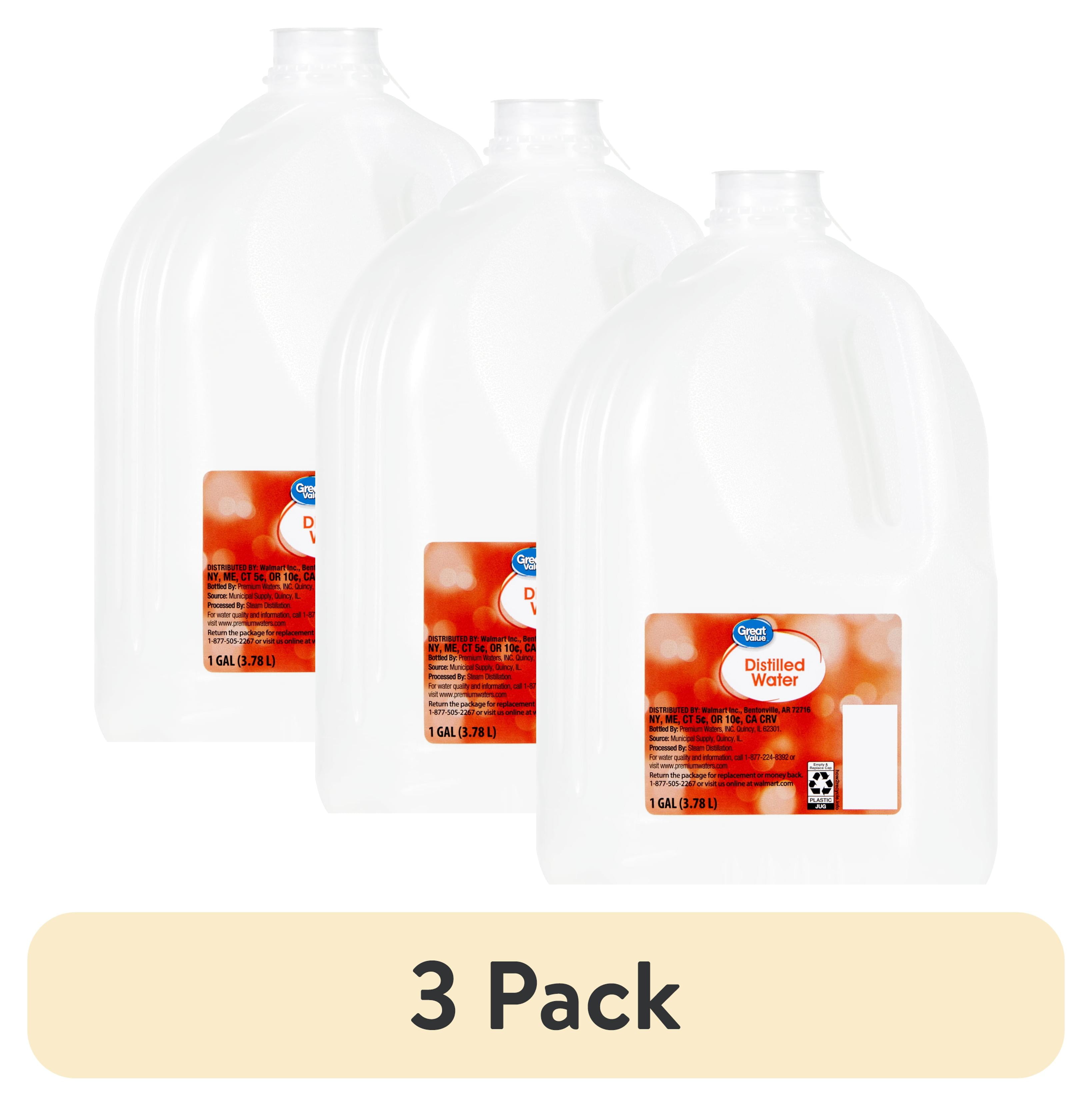 (3 pack) Great Value Distilled Water, 1 Gallon