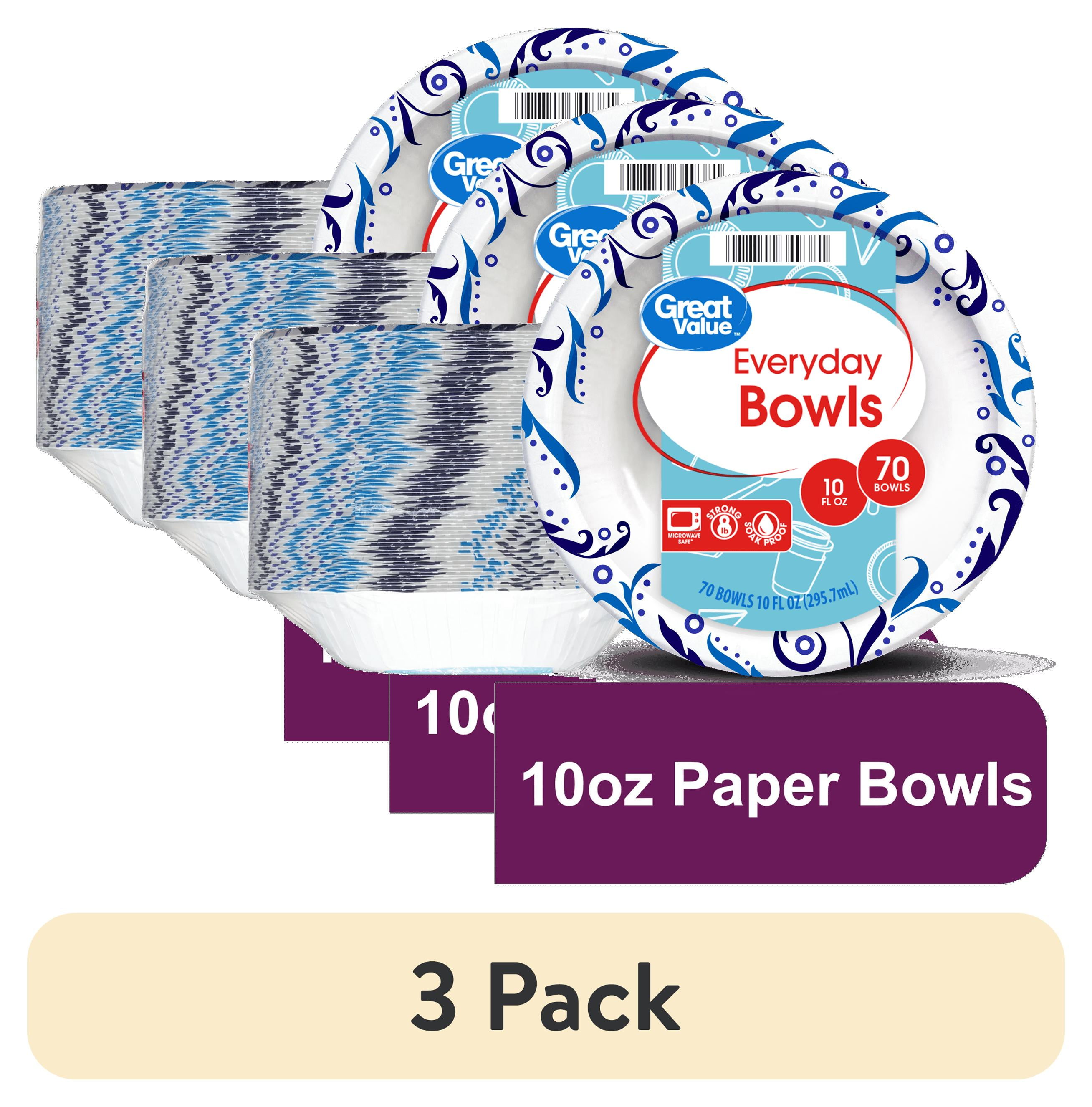 (3 pack) Great Value Everyday Disposable Paper Bowls, 10 oz, 70 Count