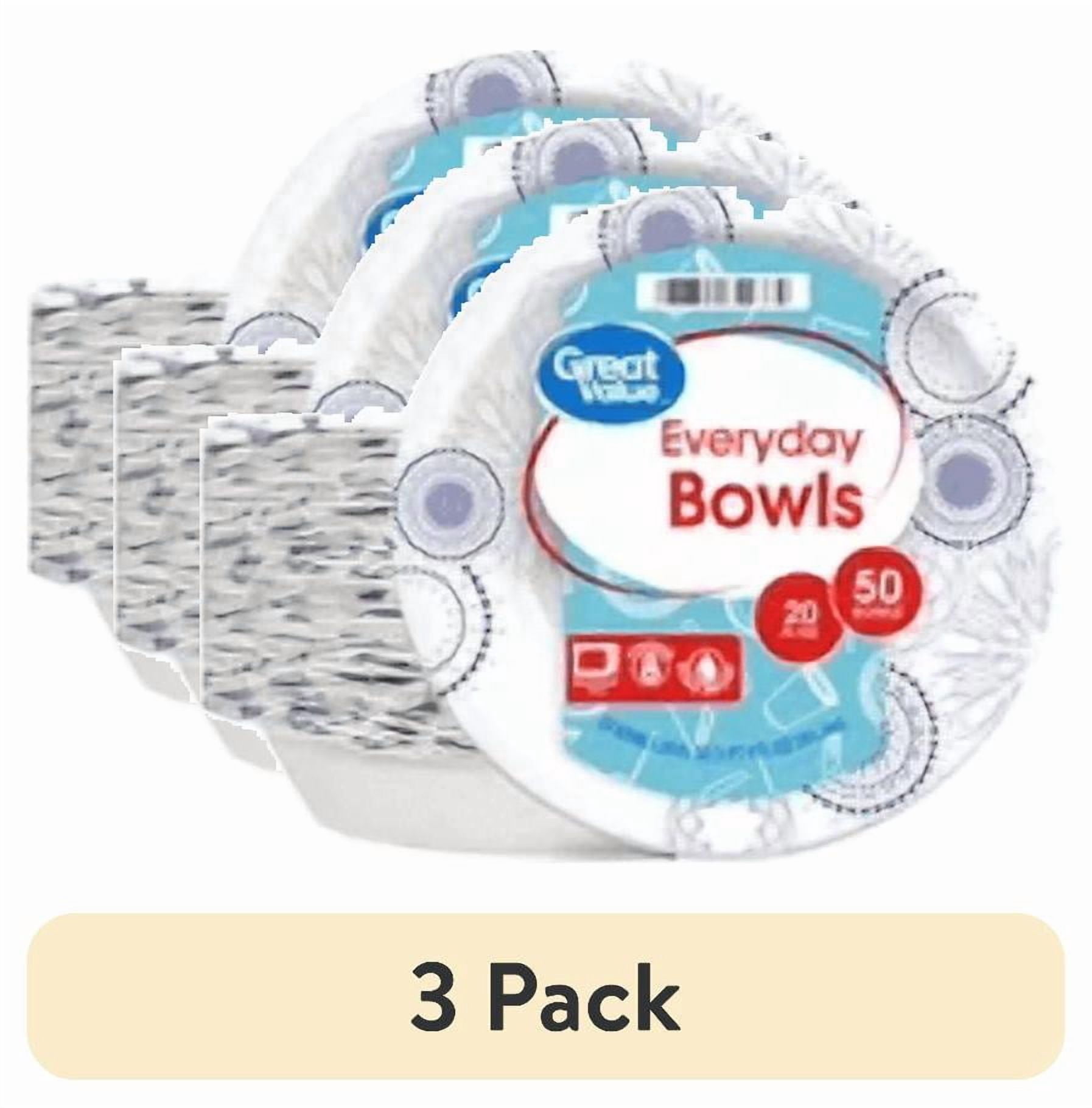 (3 pack) Great Value Everyday Disposable Paper Bowls, 20 oz, 50 Count