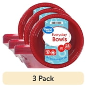 (3 pack) Great Value Everyday Disposable Plastic Bowls, Red, 20 oz, 25 Count