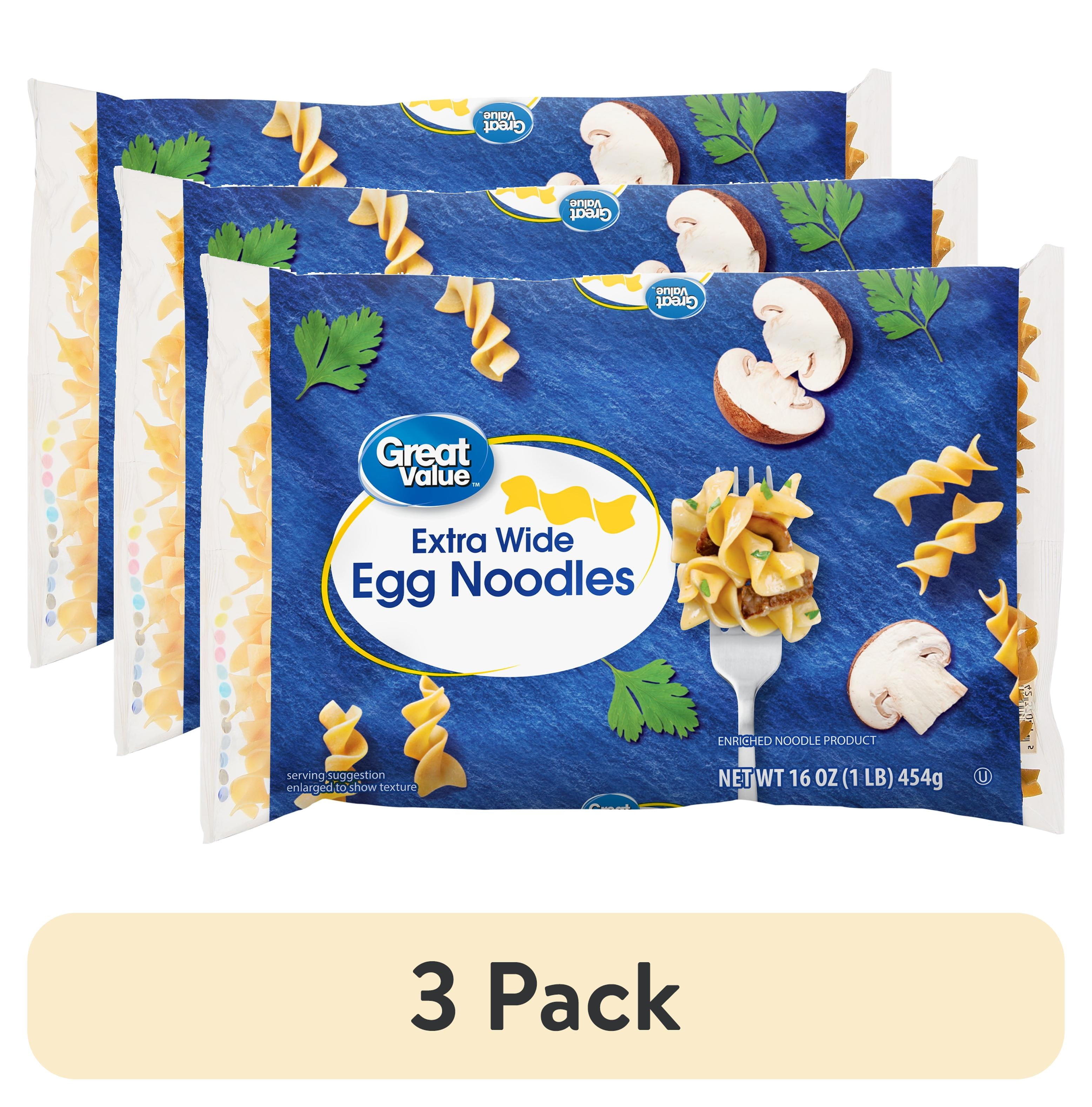 (3 pack) Great Value Extra Wide Egg Noodles, 16 oz