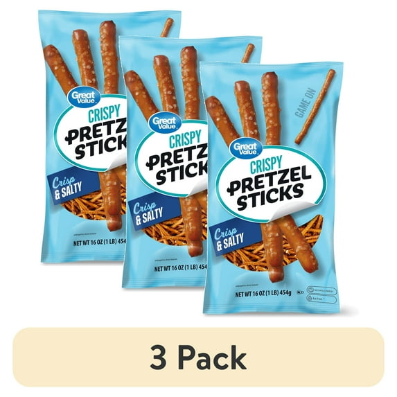 (3 pack) Great Value Crispy and Salty Pretzel Sticks, 16 oz
