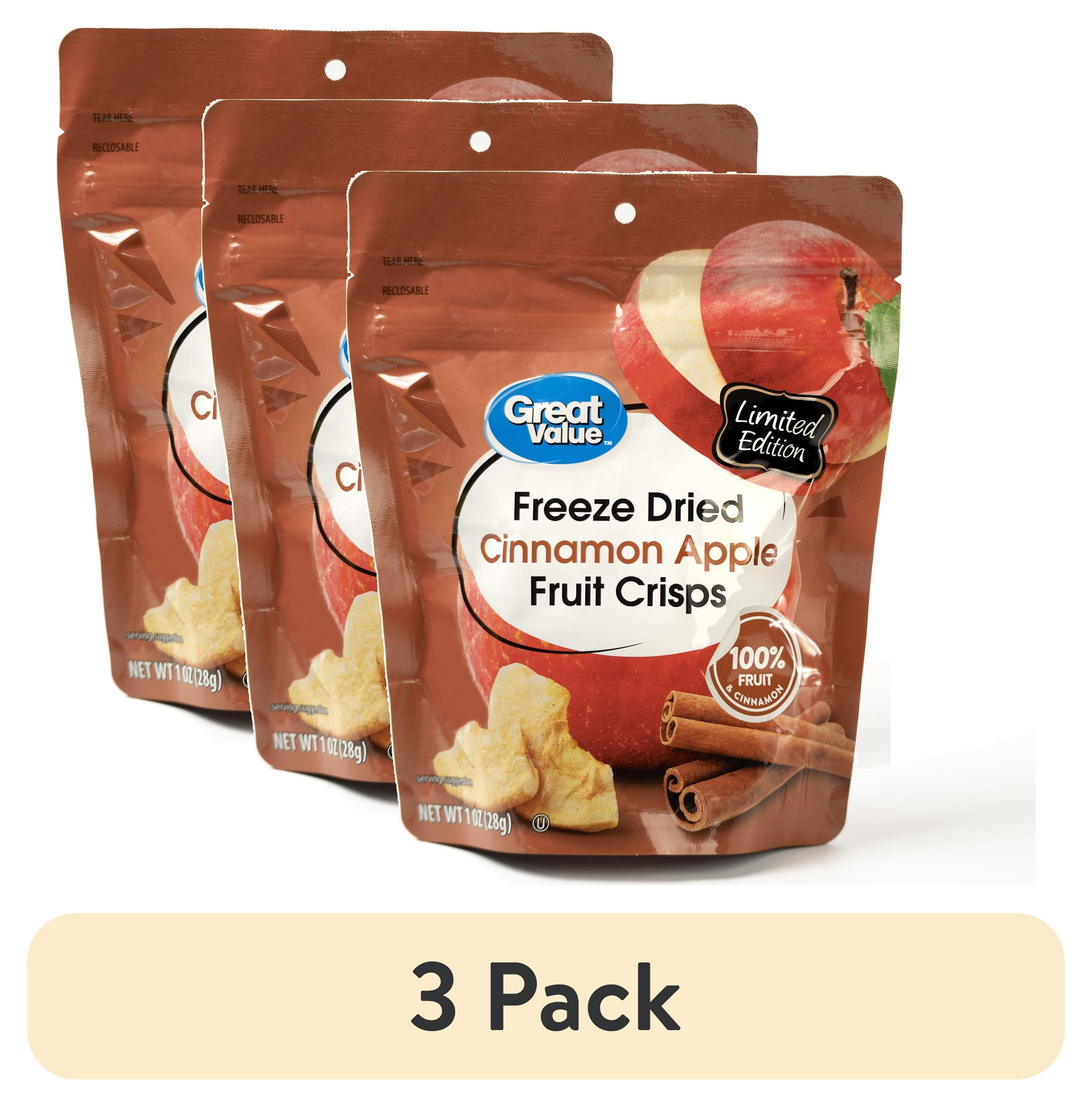 (3 pack) Great Value Freeze Dried Apple Cinnamon Fruit Crisps