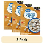 (3 pack) Great Value Frosted Bite Size Shredded Wheat Cereal, 24 oz