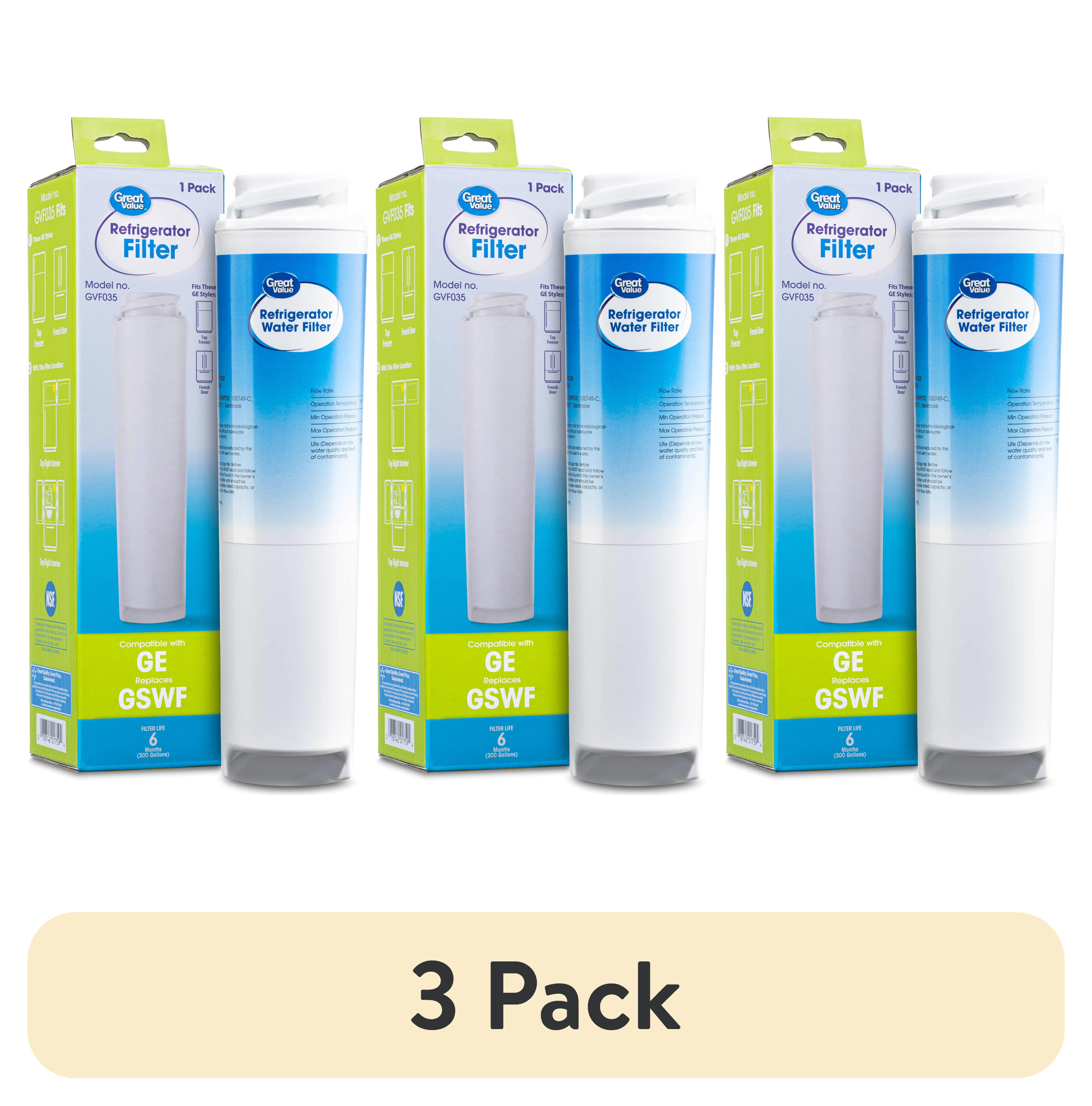 (3 pack) Great Value GE GSWF, 100749-C, 100810/A, 238C2334P001, Kenmore 46-9914 Refrigerator Water Filter Replacement, 1 Pack