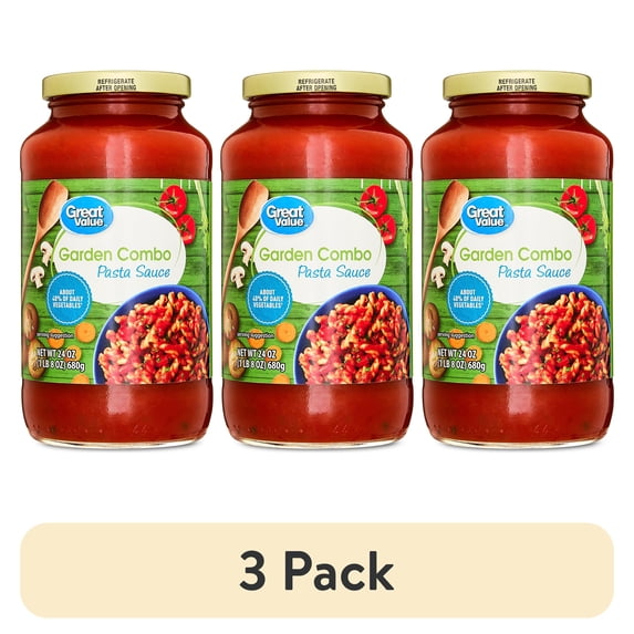 (3 pack) Great Value Garden Combo Pasta Sauce, 24 oz Jar