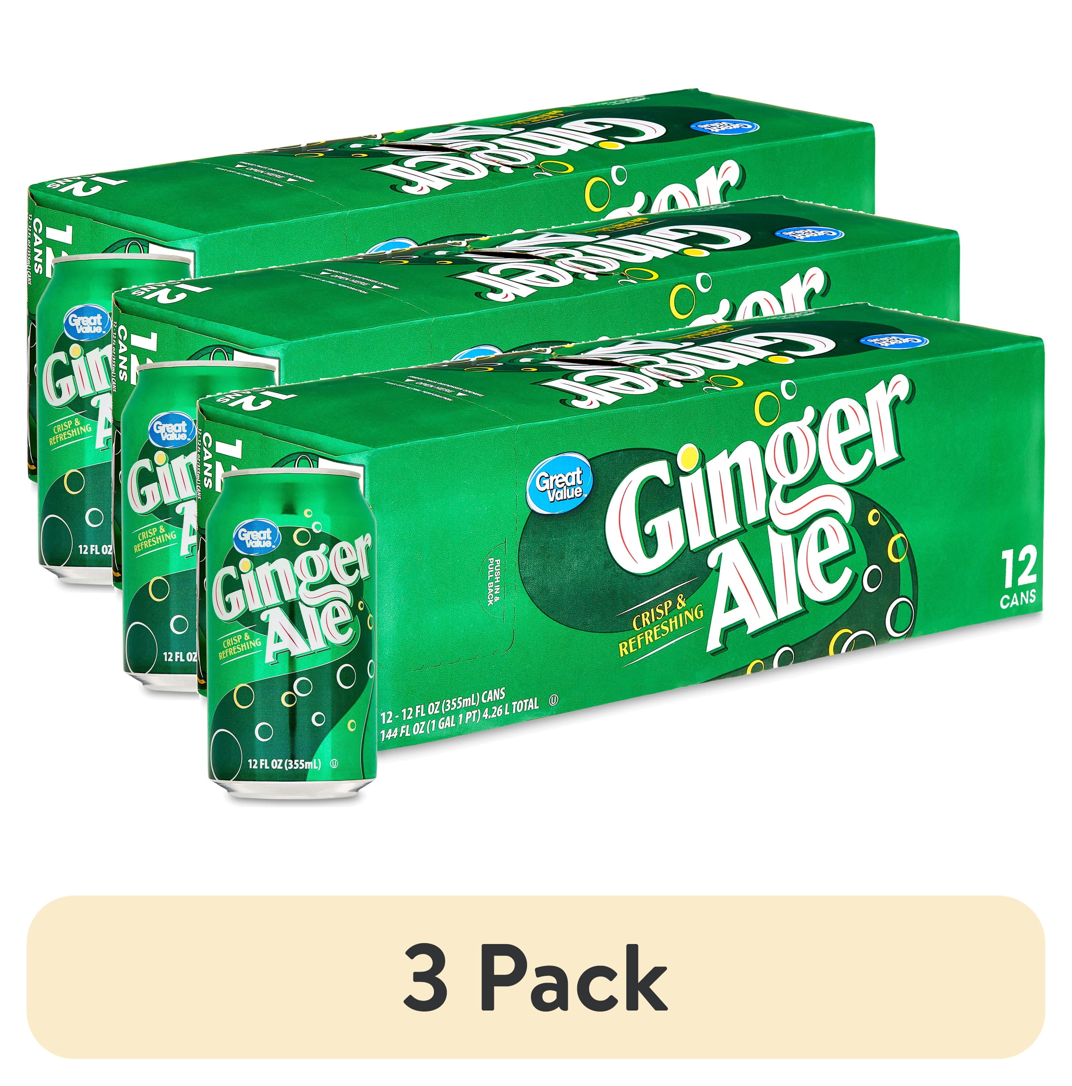 (3 pack) Great Value Ginger Ale Soda Pop, 12 fl oz, 12 Pack Cans