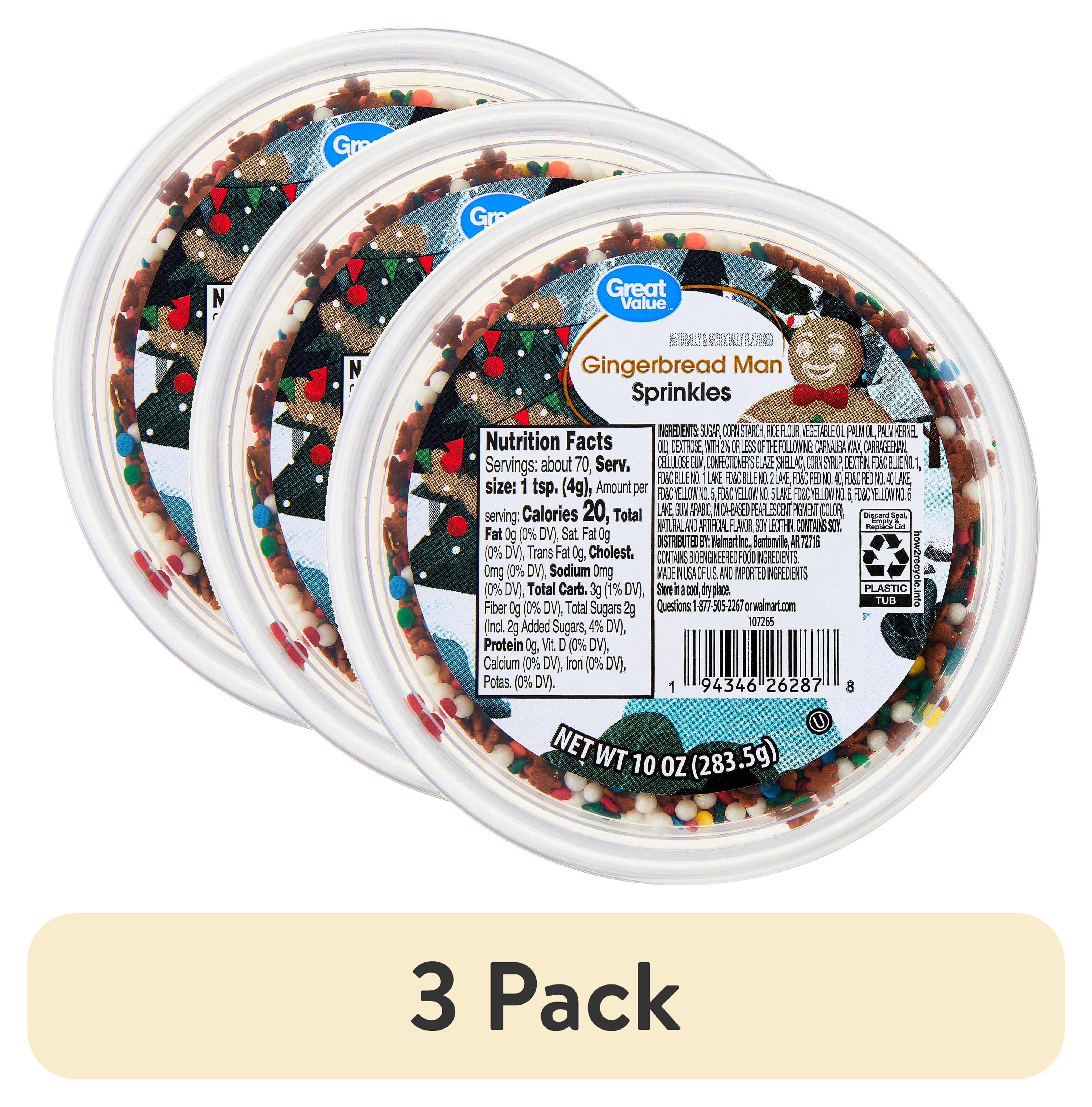 (3 pack) Great Value Gingerbread Man Sprinkles, 10 oz