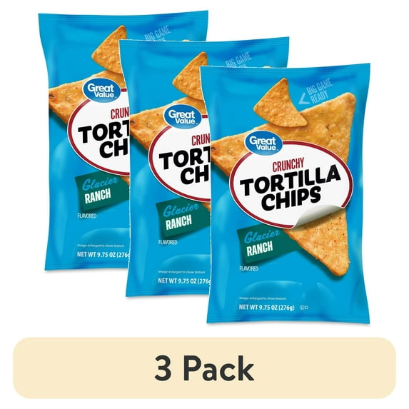 (3 pack) Great Value Glacier Ranch Tortilla Chips, 9.75 oz Bag