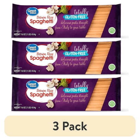 (3 pack) Great Value Gluten-Free Brown Rice Spaghetti, 16 oz, Shelf-Stable.