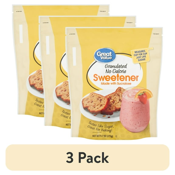 (3 pack) Great Value Granulated No Calorie Sweetener, 9.7 oz