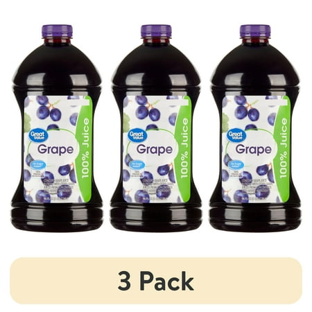 (3 pack) Great Value Grape 100% Juice, 96 fl oz