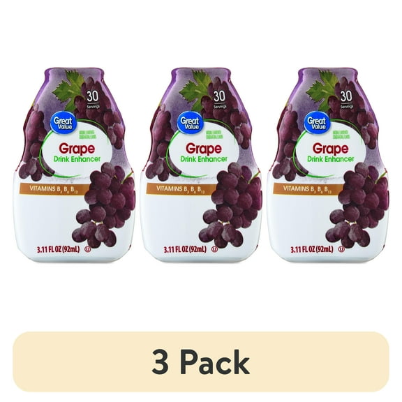 (3 pack) Great Value Drink Enhancer, Grape, 3.11 fl oz