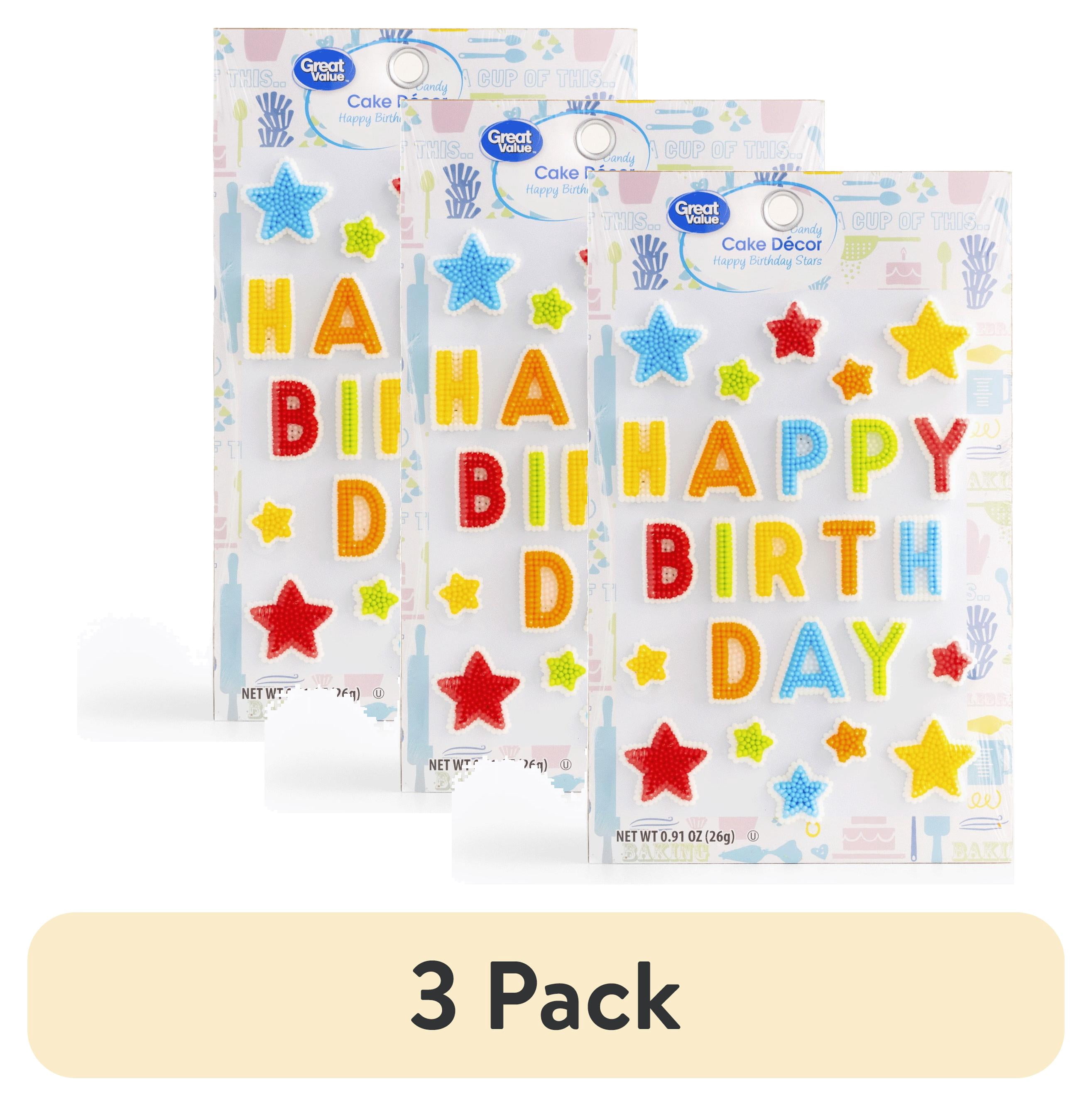 (3 pack) Great Value Happy Multicolor Birthday Stars Candy Card, 0.91 oz