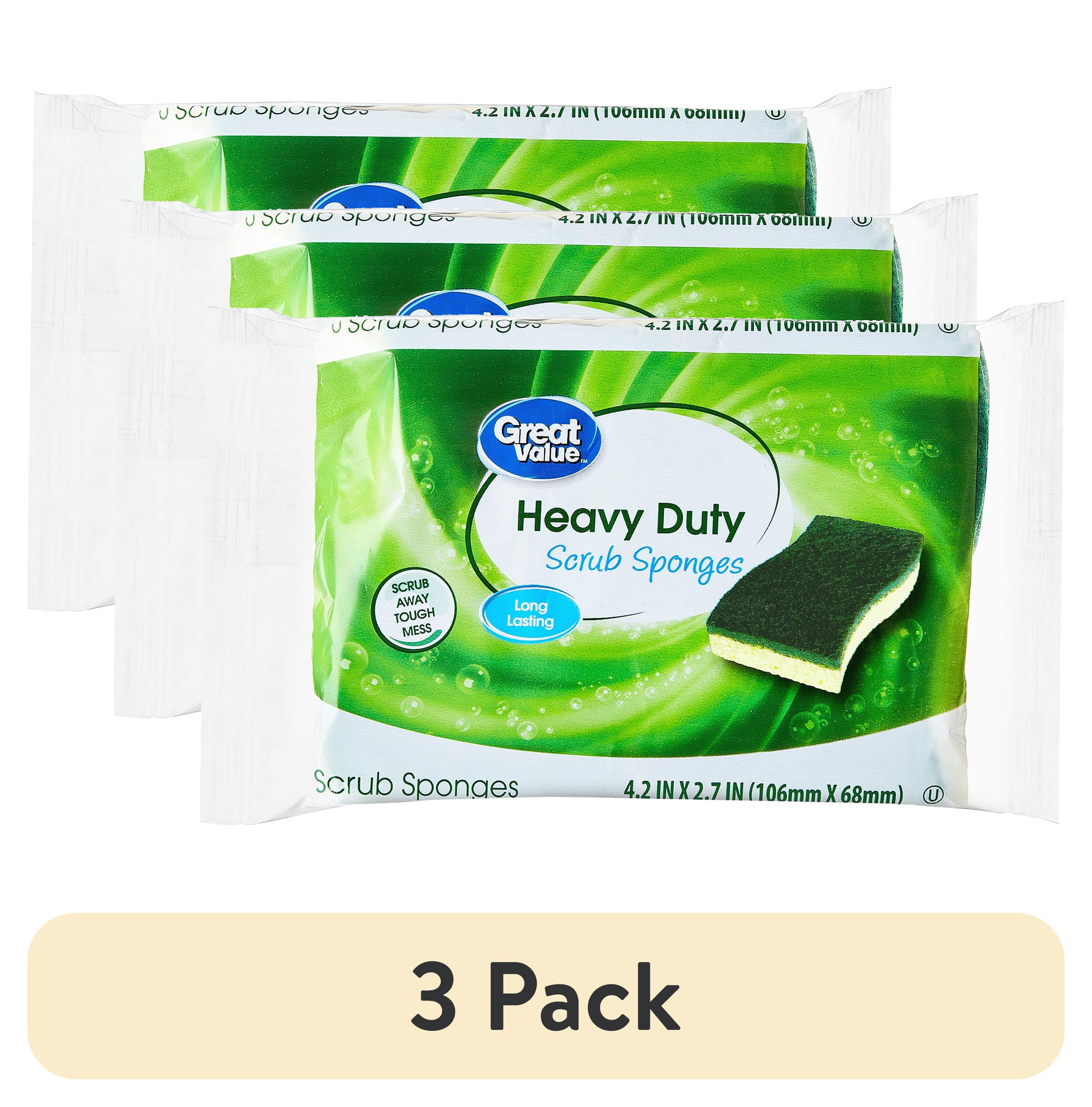 (3 pack) Great Value Heavy Duty Scrub Sponges, 8 Count