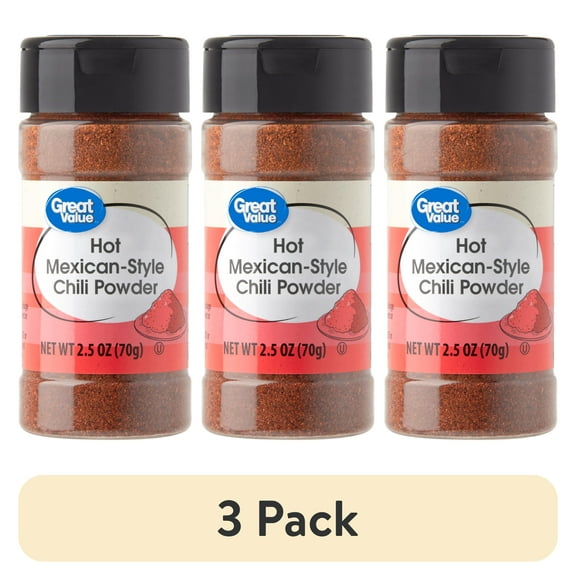 (3 pack) Great Value Hot Mexican-Style Chili Powder, 2.5 oz