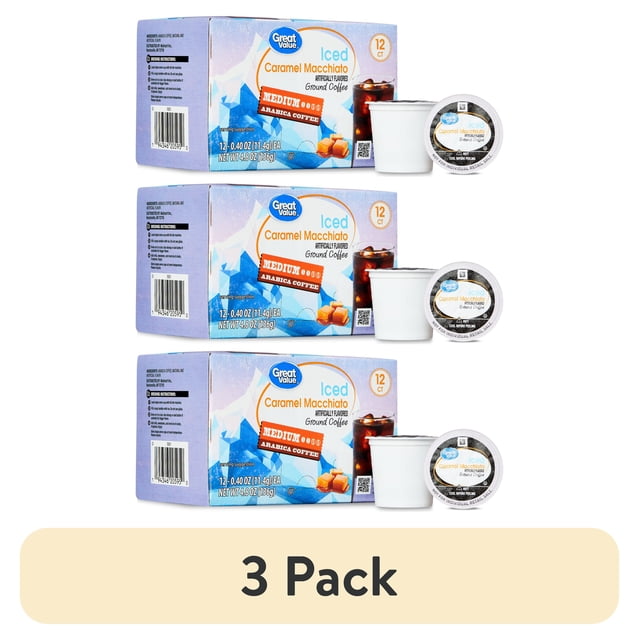 Curated visual reference: Fresh Look at 3 Pack Great Value Iced Caramel Macchiato Medium Roast Arabica