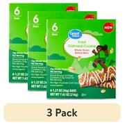 (3 pack) Great Value Iced Oatmeal Cookie Whole Grain Baked Bars, 1.27 oz, 6 Count