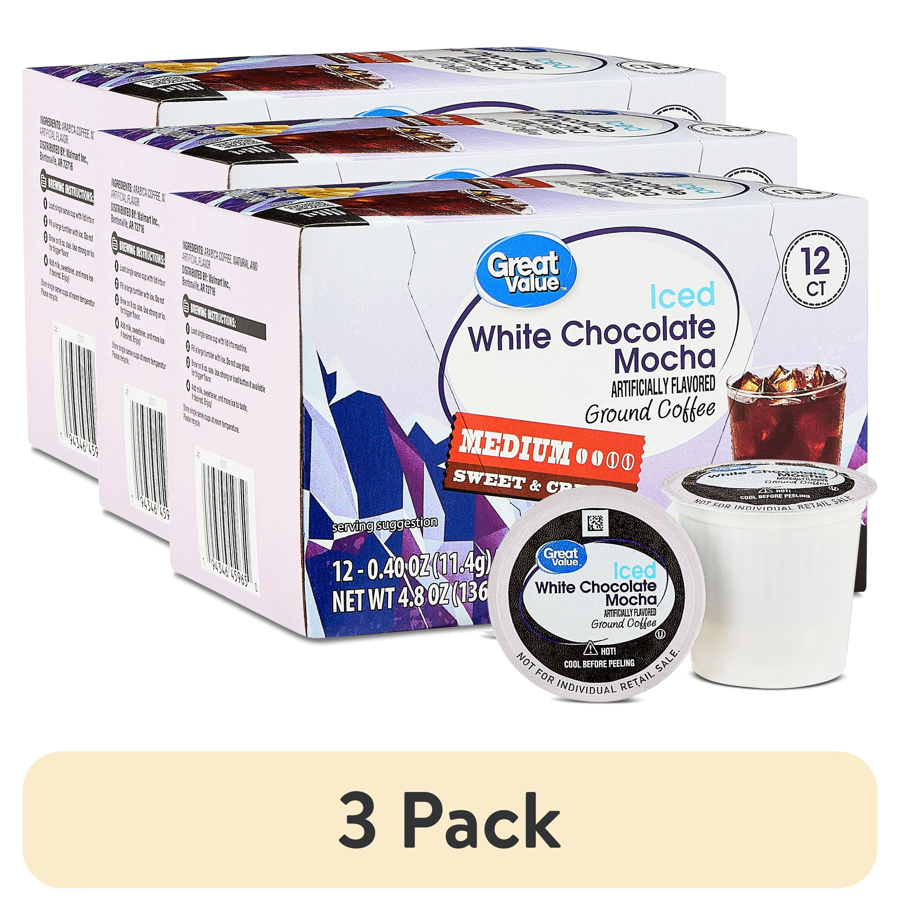 (3 pack) Great Value Iced White Chocolate Mocha Medium Roast Ground Coffee Pods, 4.8 oz, 12 Count