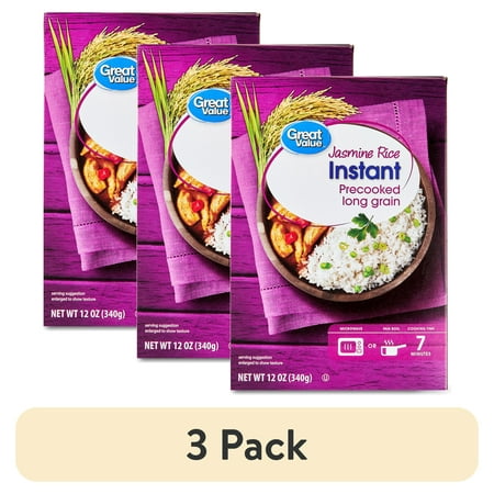 (3 pack) Great Value Instant Jasmine Rice, 12 oz